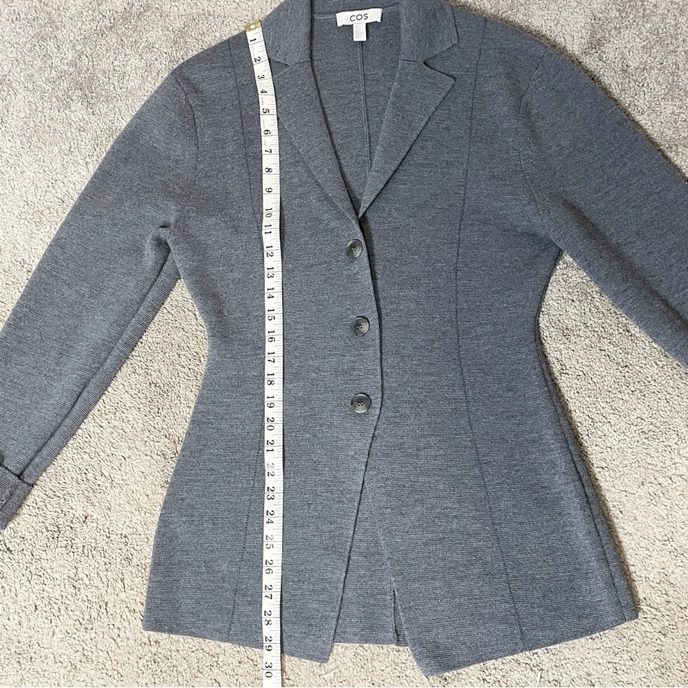 COS Women's Gray Knitted Waisted Blazer 100% Wool Size Small - Picture 10 of 14